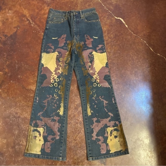 Girls Sweet Jane Painted Studded Flare Jeans - Picture 1 of 6